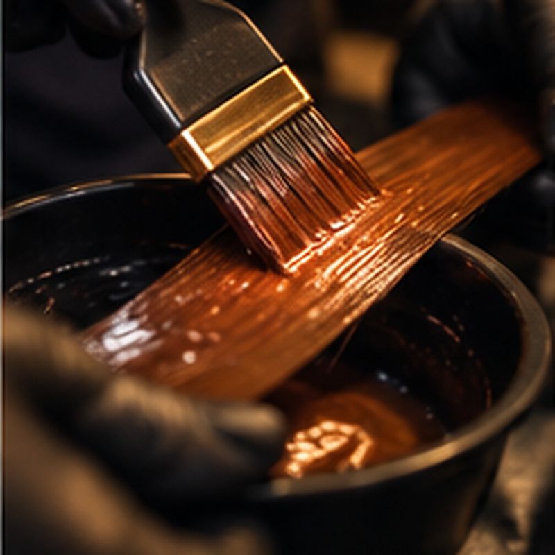 Application d’une coloration cuivrée au pinceau